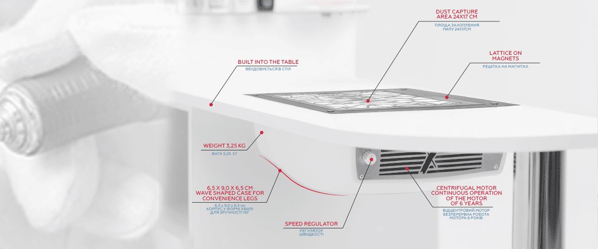 New Shemax Style V-Pro — Built-in table Professional nail dust collector