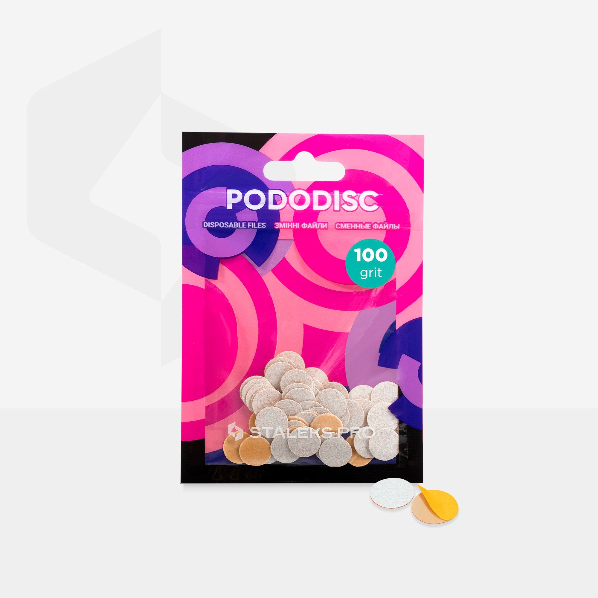 Staleks Disposable THIN white files for pedicure disc PODODISC XS 100 grit (50 pcs)