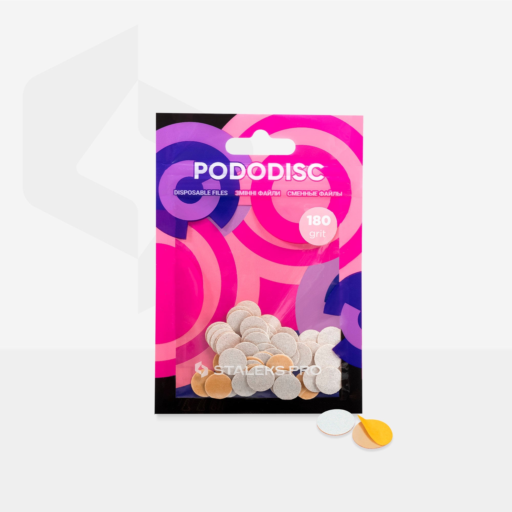 Staleks Disposable THIN white files for pedicure disc PODODISC XS 180 grit (50 pcs)