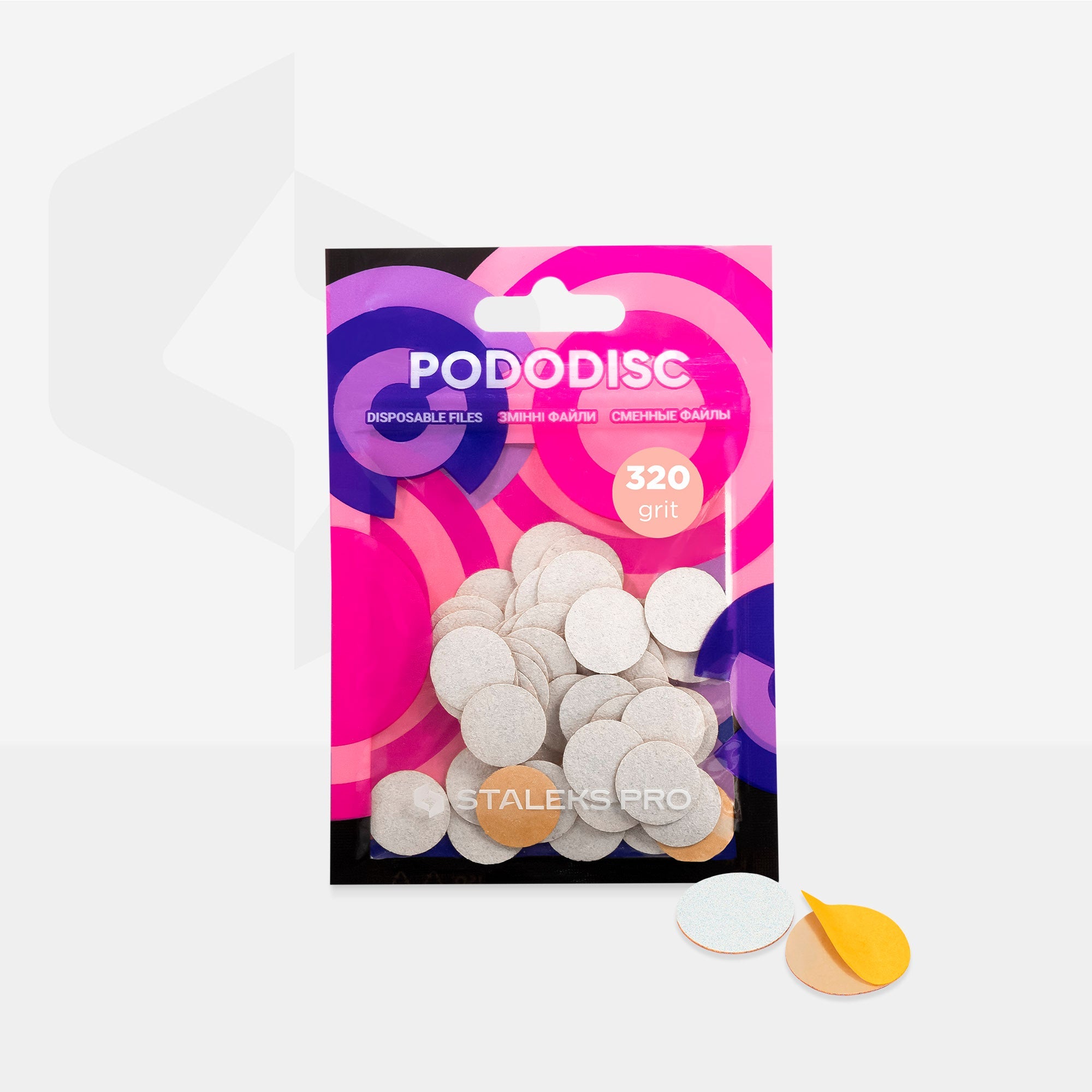 Staleks Disposable THIN white files for pedicure disc PODODISC S 320 grit (50 pcs)