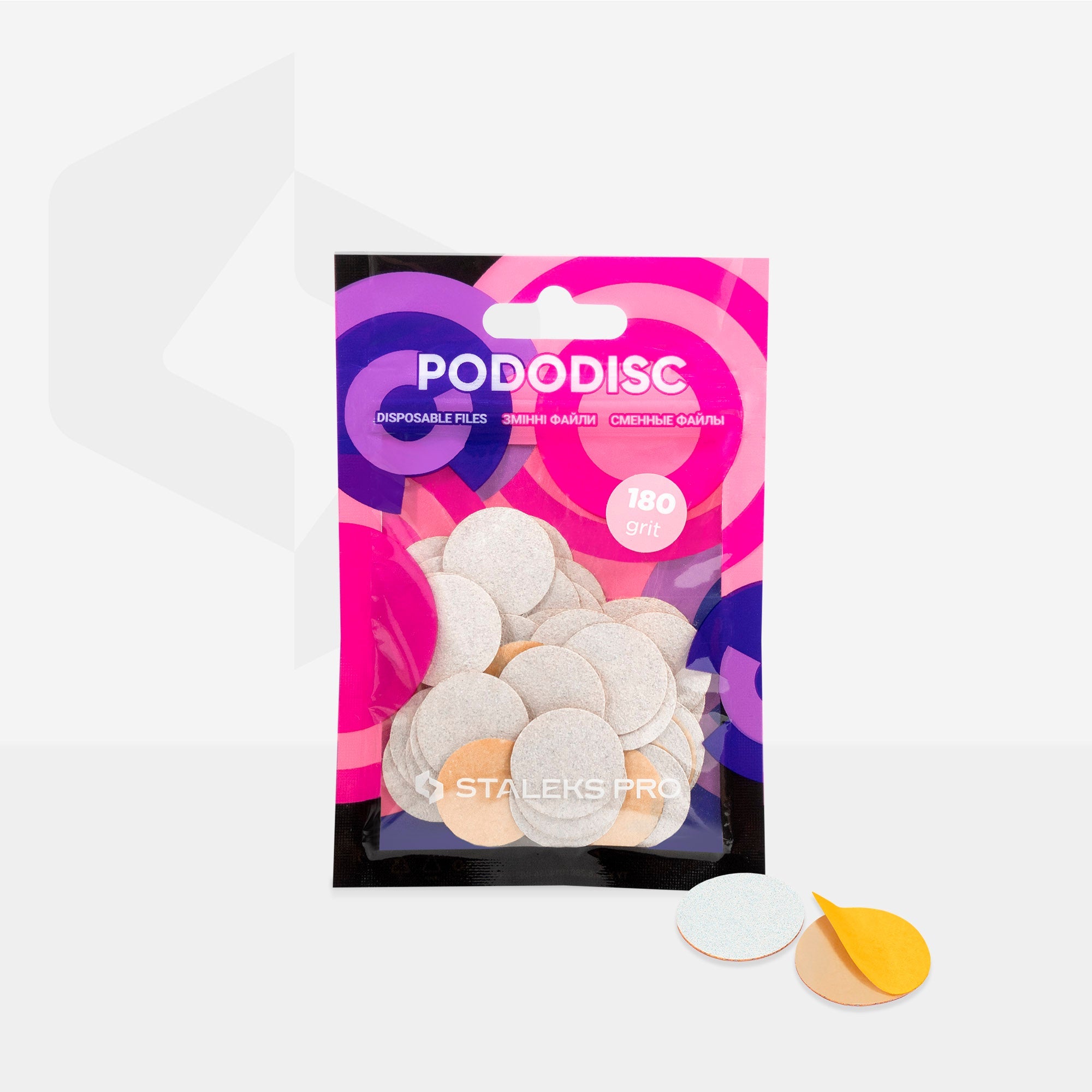 Staleks Disposable THIN white files for pedicure disc PODODISC M 180 grit (50 pcs)
