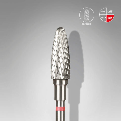Staleks Carbide nail drill bit "corn" red, 5 mm