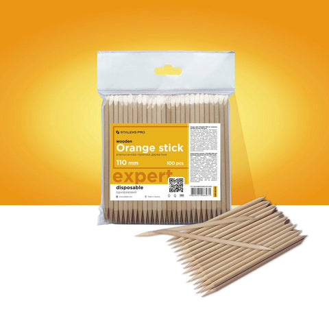 Staleks Orange stick for manicure, wooden 110 mm (100 pcs)