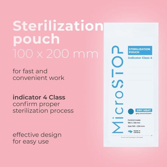 MicroStop Dry Heat Sterilization Pouches with class 4 indicator 100x200 mm (100 pcs)