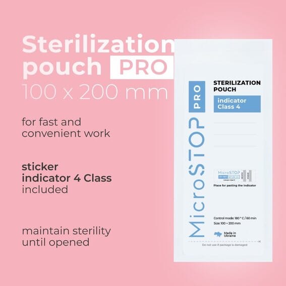 MicroStop PRO (with sticker) Dry Heat Sterilization Pouches With Class 4 Indicator 100x200 mm (100 pcs)